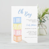 Oh Boy Blue Schattige Baby shower Kaart (Staand voorkant)