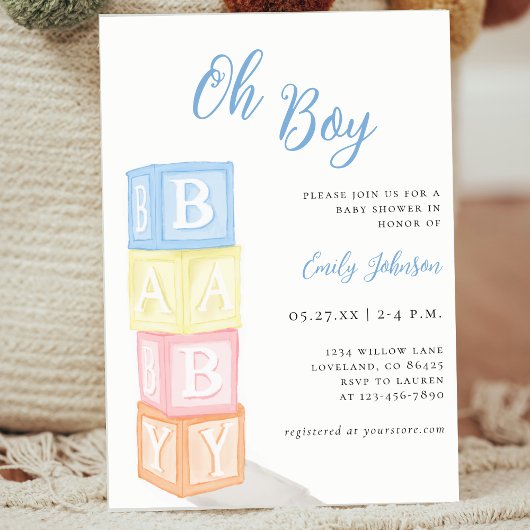 Oh Boy Blue Schattige Baby shower Kaart