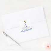 OH BOY! Blue Silhouette Baby Sprinkle Vierkante Sticker (Envelop)