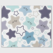 Oh Boy Blue Stars Baby shower Baby Gift Cadeaupapier (Vlak)