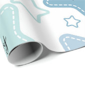 Oh Boy Blue Stars Baby shower Baby Gift Cadeaupapier (Rol Hoek)