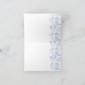 Oh Boy Blue Toile Safari Animal Baby shower Bedankkaart (Binnen)