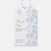 Oh Boy Blue Toile Safari Animal Baby shower Cadeaulabel (Voorkant)