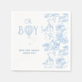 Oh Boy Blue Toile Safari Animal Baby shower Servet (Voorkant)