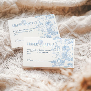 Oh Boy Blue Toile Safari Baby shower Luier Informatiekaartje