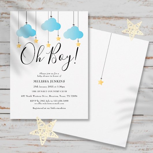 Oh Boy Blue Twinkle Baby shower | Sprinkle Kaart