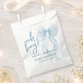 Oh Boy Blue Watercolor Bow Baby Shower Bedankzakje (Geknipt)