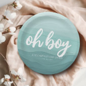 Oh Boy Blue Waterverf Baby shower Papieren Bordje