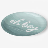 Oh Boy Blue Waterverf Baby shower Papieren Bordje (Gekanteld)