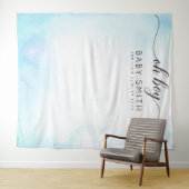 Oh Boy Blue Welcome Baby shower Backdrop Wandkleed (In Situ (horizontaal))