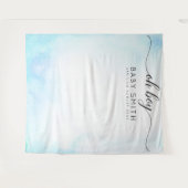 Oh Boy Blue Welcome Baby shower Backdrop Wandkleed (Voorkant (horizontaal))