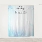 Oh Boy Blue Welcome Baby shower Backdrop Wandkleed (Voorkant)