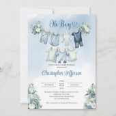 Oh Boy Boho Baby Kleding Clothesline Baby shower Kaart (Voorkant)