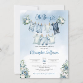 Oh Boy Boho Baby Kleding Clothesline Baby shower Kaart