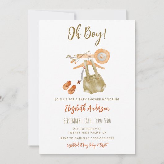 Oh Boy Boho Baby shower Uitnodiging (Voorkant)