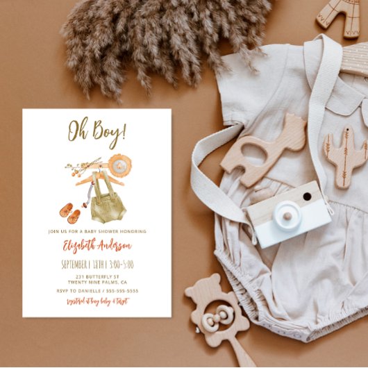 Oh Boy Boho Baby shower Uitnodiging