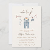 Oh Boy Boho babykleding blauw baby shower Kaart (Voorkant)