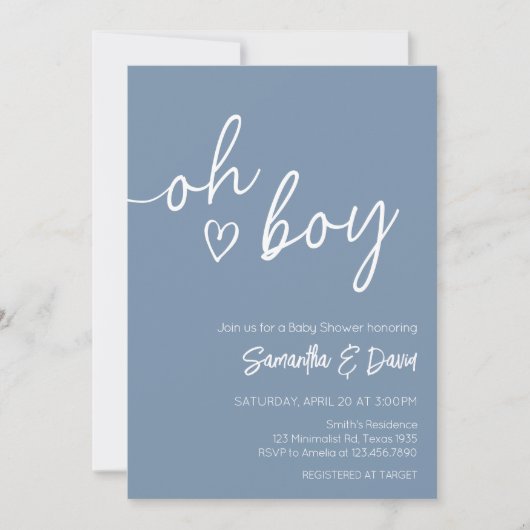 Oh Boy Boho minimalistisch Baby shower Kaart (Voorkant)