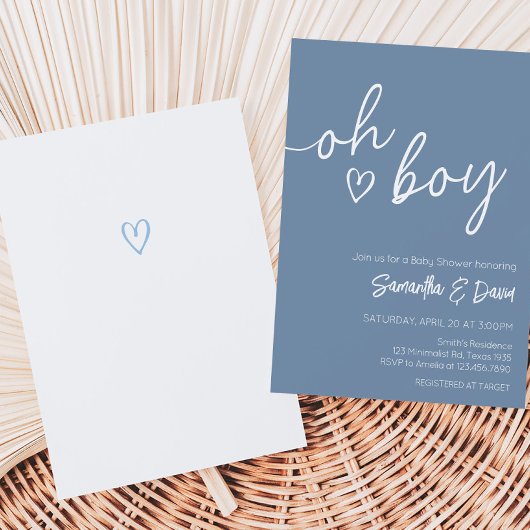 Oh Boy Boho minimalistisch Baby shower Kaart