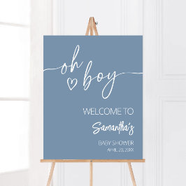 Oh Boy Boho Minimalistisch Baby shower Welkom Poster