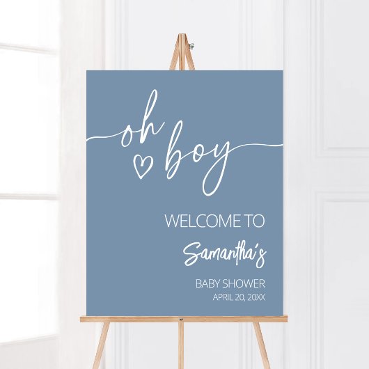 Oh Boy Boho Minimalistisch Baby shower Welkom Poster