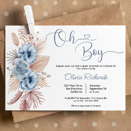 Oh Boy Boho Pampas Grass Baby shower Kaart