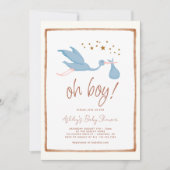 Oh Boy Boho Stork Baby shower Kaart (Voorkant)