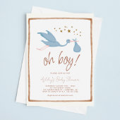 Oh Boy Boho Stork Baby shower Kaart