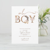 Oh Boy Boho Tropical Flowers Boy Baby shower Kaart (Staand voorkant)