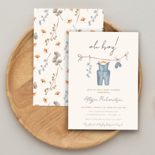 Oh Boy boho waterverf babykleding blauw douche Kaart