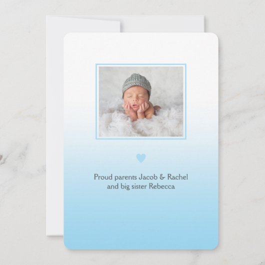 OH BOY Bold Overlay Blue Photo Birth Notice Aankondiging (Achterkant)