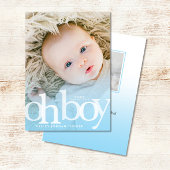 OH BOY Bold Overlay Blue Photo Birth Notice Aankondiging