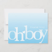 OH BOY Bold Overlay Light Blue Modern Baby shower Bedankkaart (Voorkant)