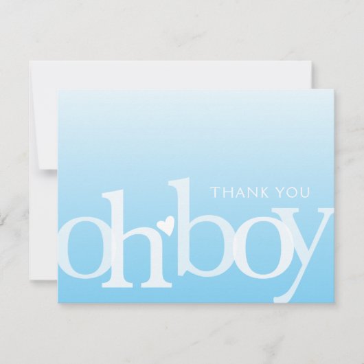 OH BOY Bold Overlay Light Blue Modern Baby shower Bedankkaart (Voorkant)