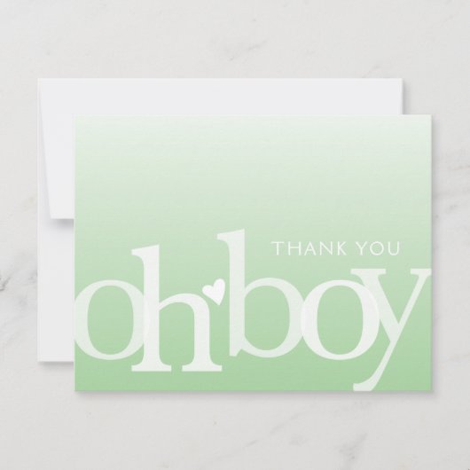 OH BOY Bold Overlay Light Green Modern Baby shower Bedankkaart (Voorkant)