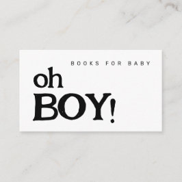 Oh Boy Books voor Baby Minimalistisch Baby shower Informatiekaartje