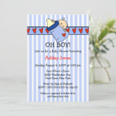 Oh Boy Bottle Boy Baby Shower Invitaties Kaart (Staand voorkant)