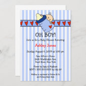 Oh Boy Bottle Boy Baby Shower Invitaties Kaart (Voorkant / Achterkant)
