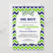 OH BOY Bow stropdas baby shower / marinegroen chev Kaart (Voorkant)