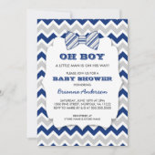 OH BOY Bow stropdas baby shower/marjoy grijs chevr Kaart (Voorkant)