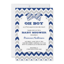 OH BOY Bow stropdas baby shower/marjoy grijs chevr