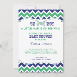OH BOY Bow Stropdas Baby shower Uitnodigen Kaart