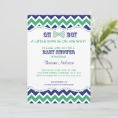OH BOY Bow Stropdas Baby shower Uitnodigen Kaart (Staand voorkant)