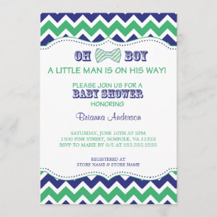 OH BOY Bow Stropdas Baby shower Uitnodigen Kaart