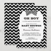OH BOY Bow stropdas baby shower / zwart wit chevro Kaart (Voorkant / Achterkant)