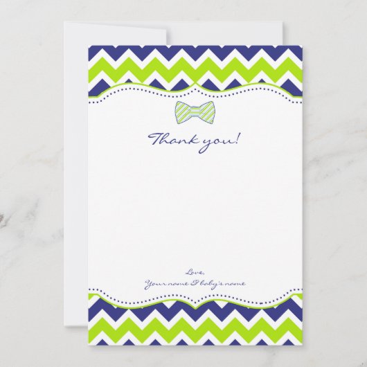 OH BOY Bow Stropdas Boy Baby shower bedankt je not (Voorkant)