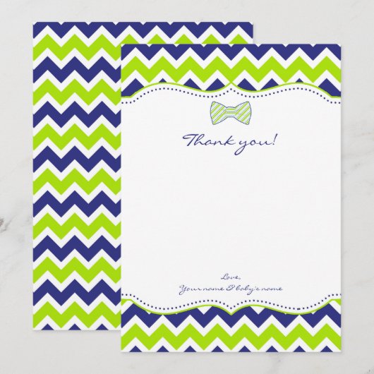 OH BOY Bow Stropdas Boy Baby shower bedankt je not (Voorkant / Achterkant)