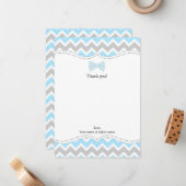 OH BOY Bow Stropdas Boy Baby shower bedankt je not Notitiekaartje (Voorkant / Achterkant in situ)