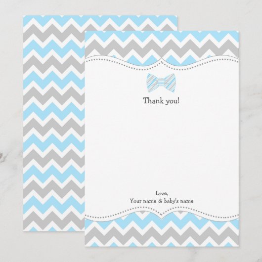 OH BOY Bow Stropdas Boy Baby shower bedankt je not Notitiekaartje (Voorkant / Achterkant)