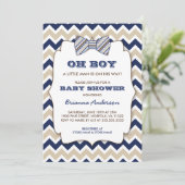 OH BOY Bowtie baby shower/marjoor bruin chevron Kaart (Staand voorkant)
